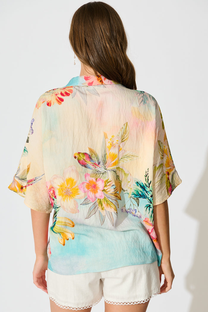 Lush Style Shirt in Multi Tropical Floral Print back