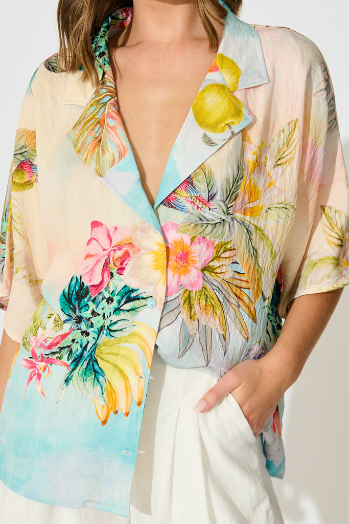 Lush Style Shirt in Multi Tropical Floral Print detail