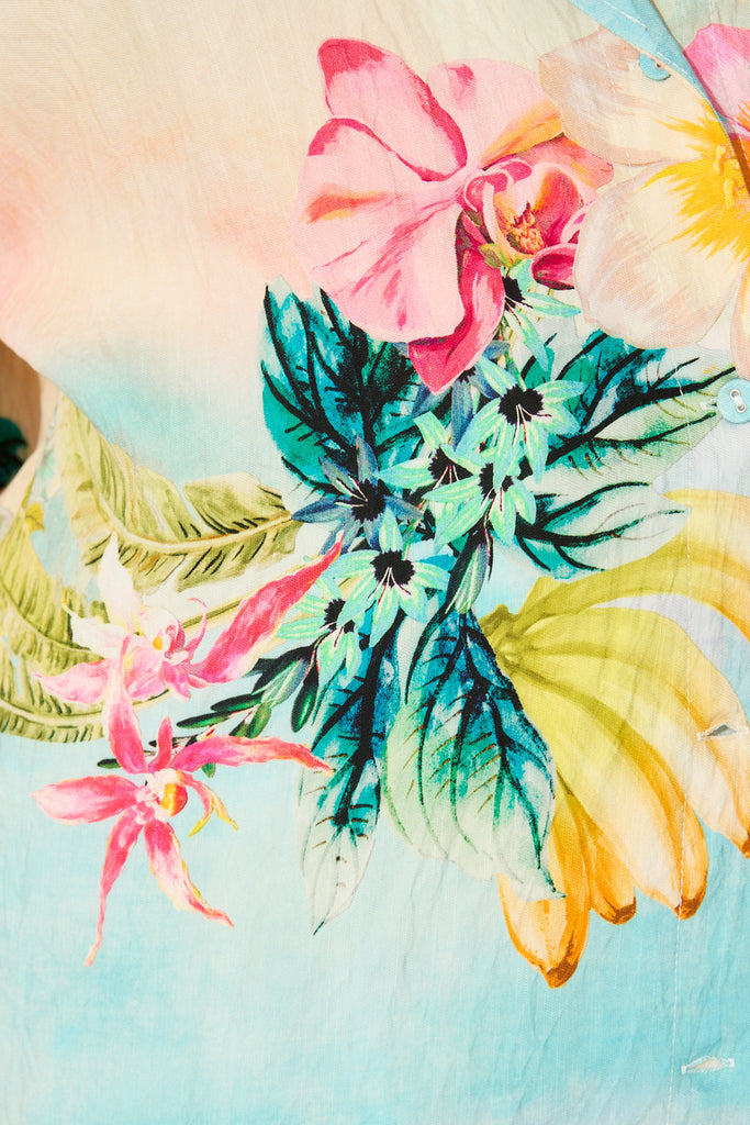 Lush Style Shirt in Multi Tropical Floral Print fabric