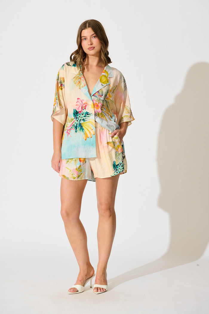 Lush Look Short in Multi Tropical Floral Print full length set