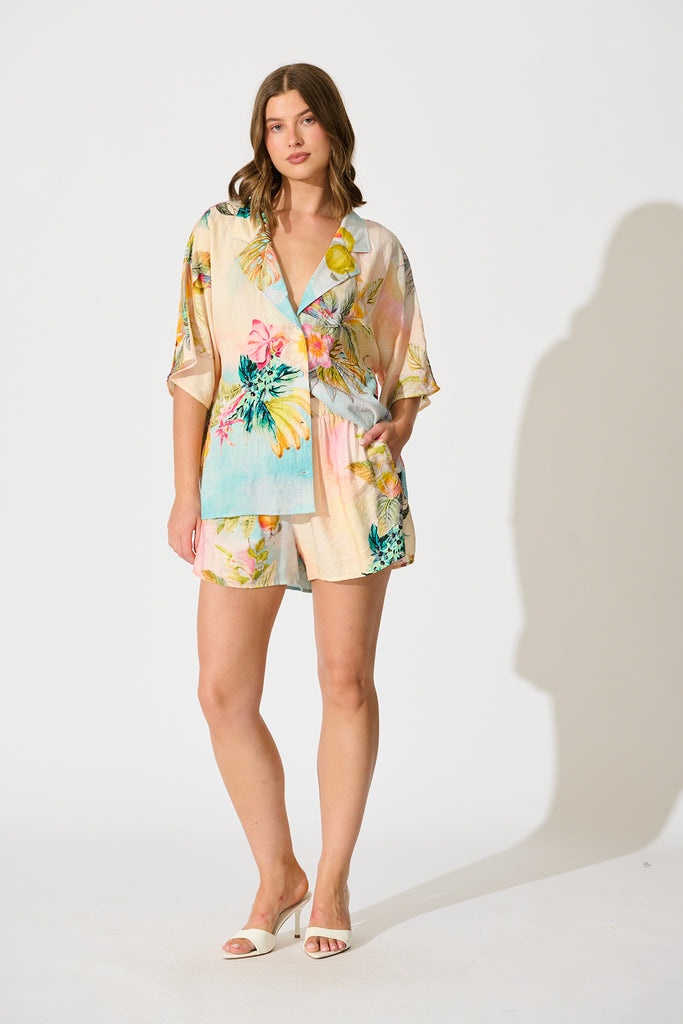 Lush Look Short in Multi Tropical Floral Print full length set