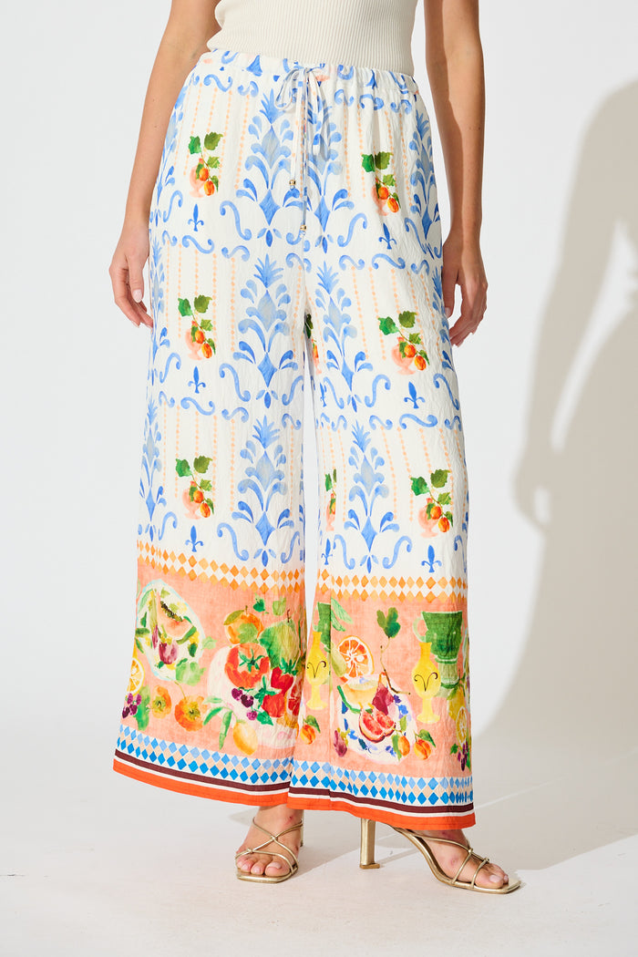 Romeo Pant in Multi Fruit Border Print front