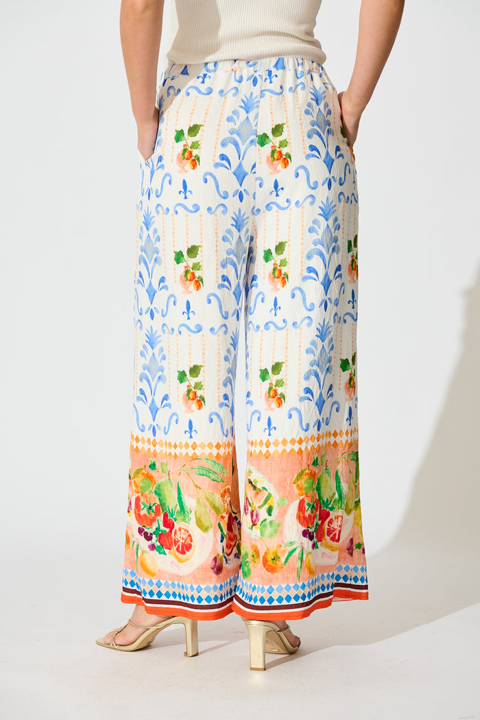 Romeo Pant in Multi Fruit Border Print back