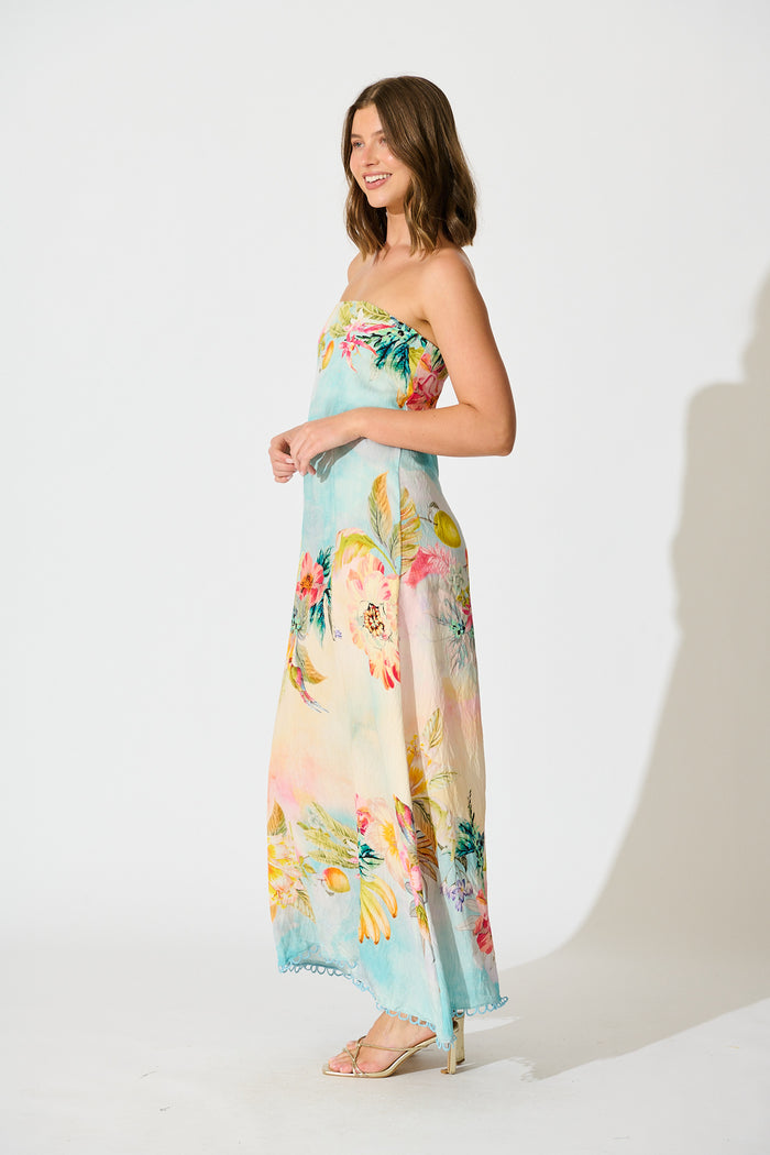 Summer Sky Maxi Dress in Multi Tropical Floral Print side