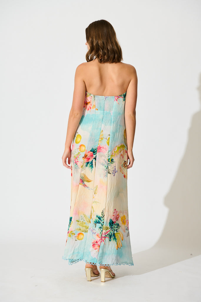 Summer Sky Maxi Dress in Multi Tropical Floral Print back