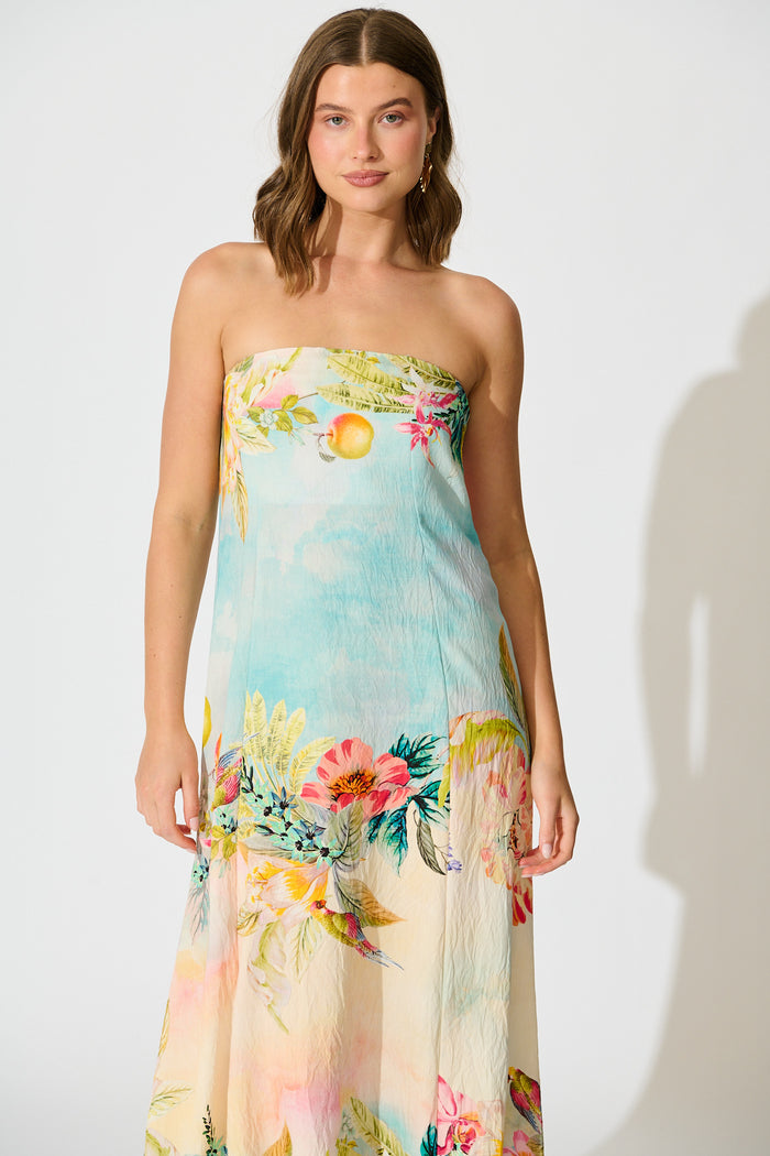 Summer Sky Maxi Dress in Multi Tropical Floral Print front