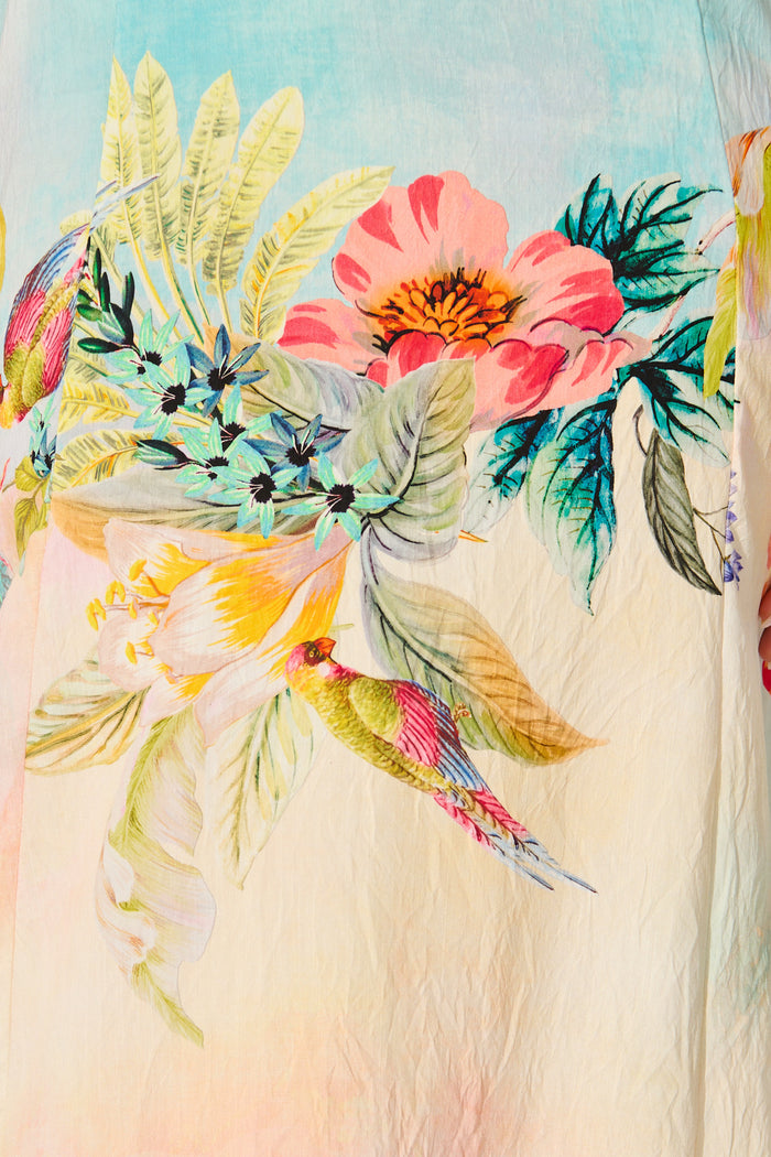 Summer Sky Maxi Dress in Multi Tropical Floral Print fabric