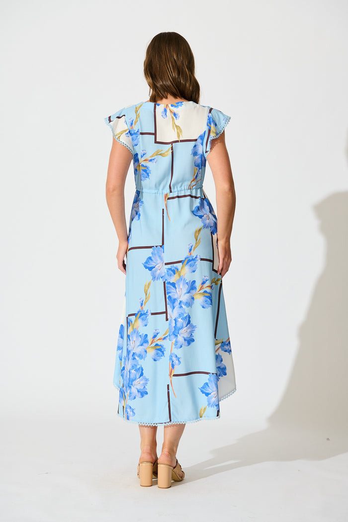 Atana Midi Dress in Blue Floral Print back