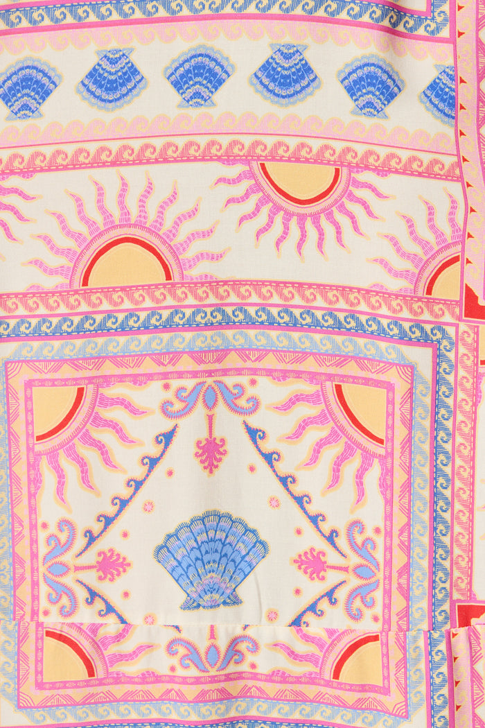 Leya Midi Sundress in Pink Tile Print fabric