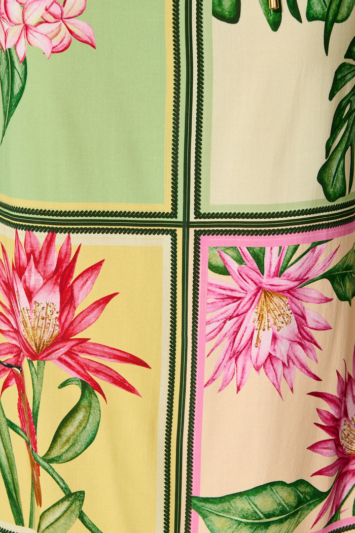 Paradise Found Sundress in Yellow Multi Tile Print fabric