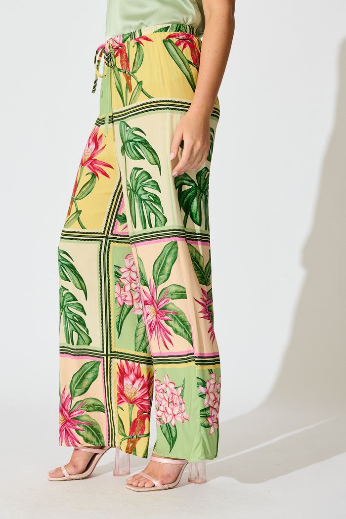 Floral Haze Pant in Yellow Multi Tile Print side