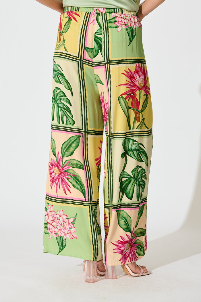 Floral Haze Pant in Yellow Multi Tile Print back