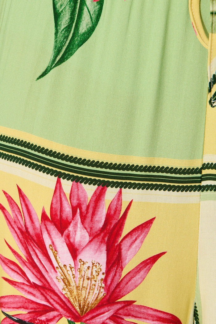 Floral Haze Pant in Yellow Multi Tile Print fabric