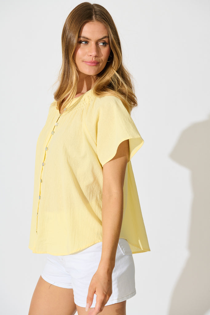 Lombard Top in Butter Yellow Cotton Linen side