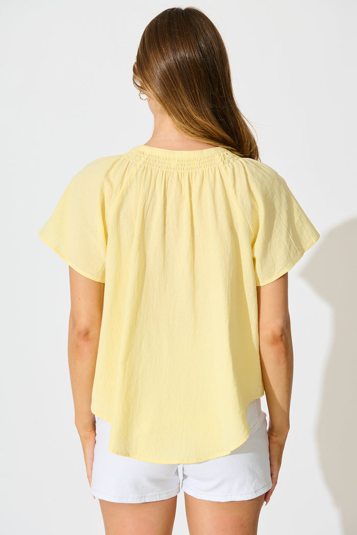 Lombard Top in Butter Yellow Cotton Linen back