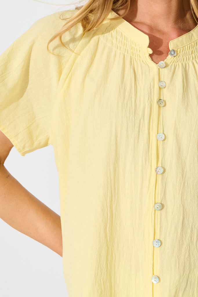 Lombard Top in Butter Yellow Cotton Linen detail