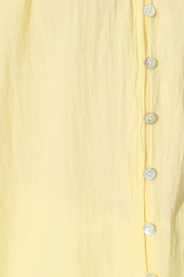 Lombard Top in Butter Yellow Cotton Linen fabric