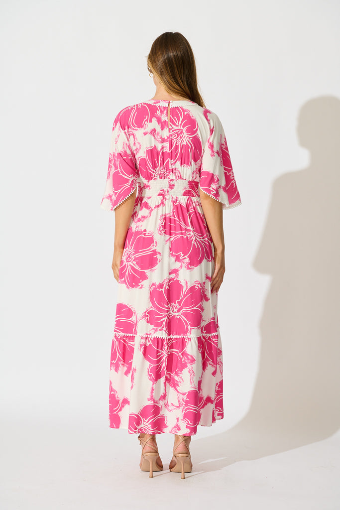 Raelle Maxi Dress in Pink and White Floral back