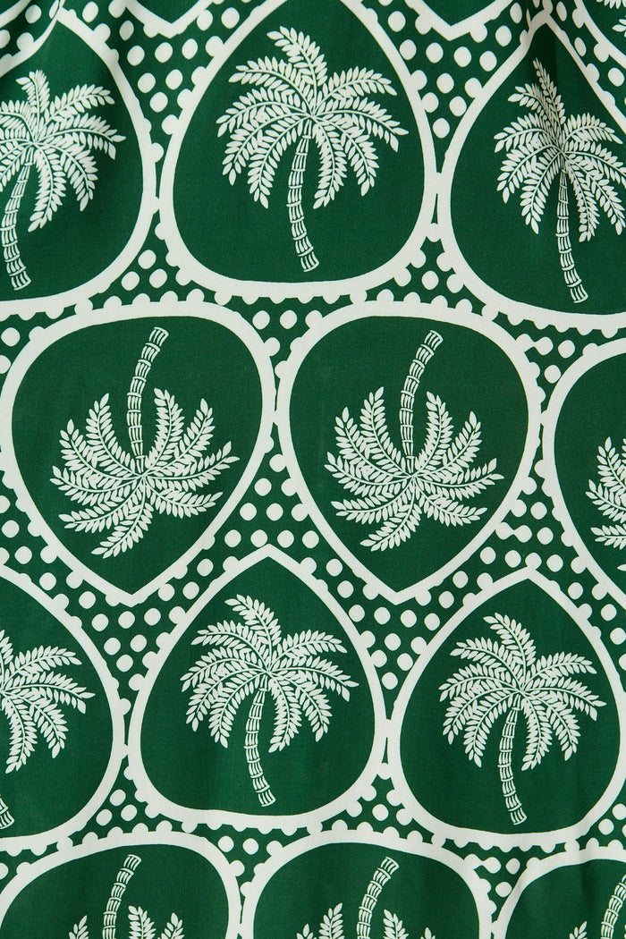 Fayda Maxi Sundress in Green Palm Tree Tiles Print fabric