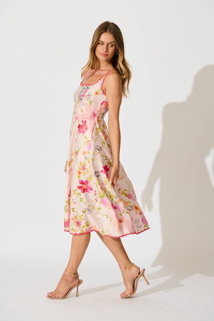 Tuscan Muse Midi Sundress in Light Blush Floral side