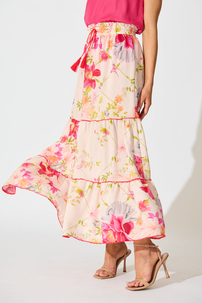 Aino Maxi Skirt in Light Blush Floral side
