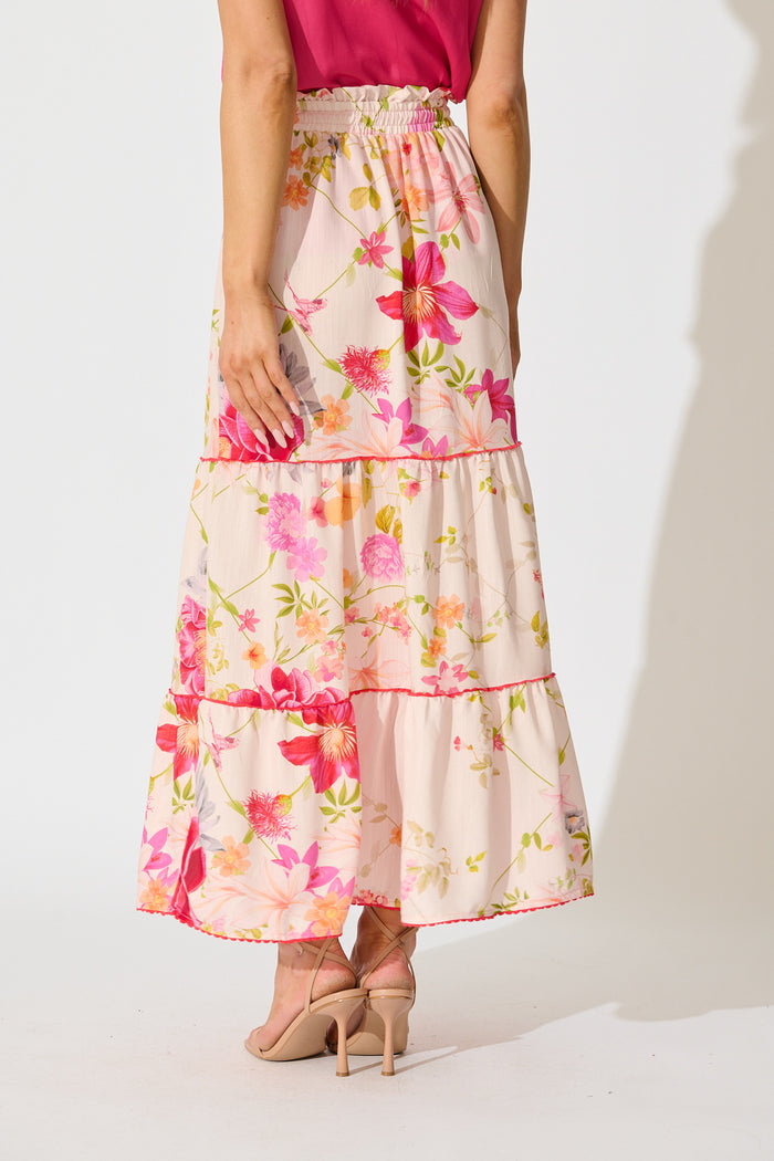 Aino Maxi Skirt in Light Blush Floral back