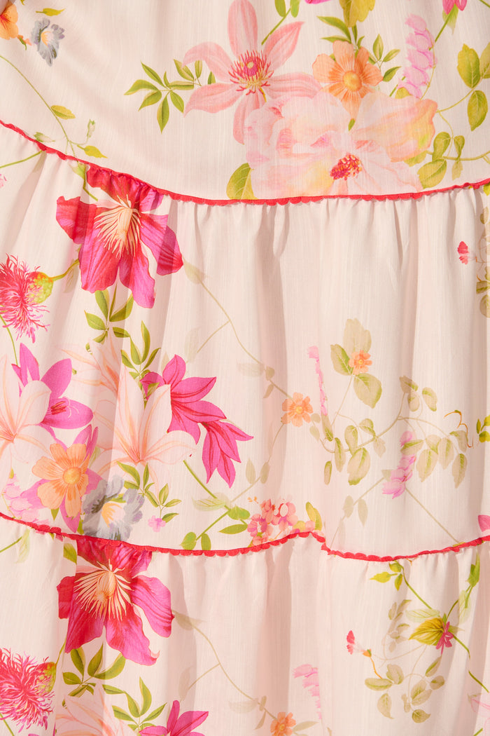 Aino Maxi Skirt in Light Blush Floral fabric