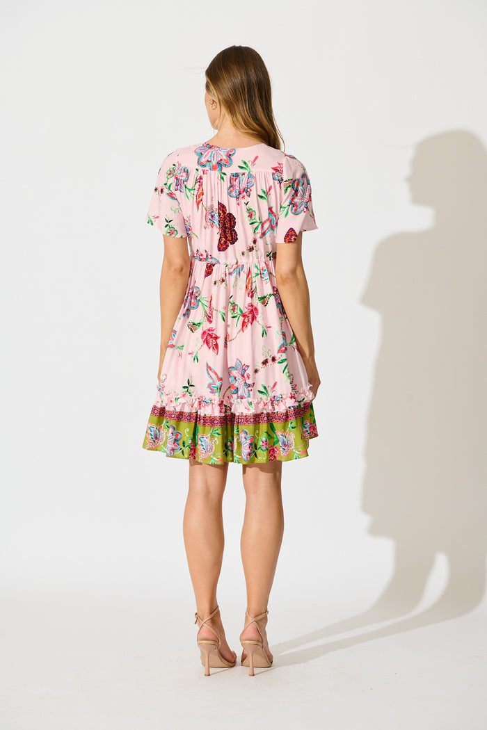 Tiley Dress in Pink Multi Boho Print back