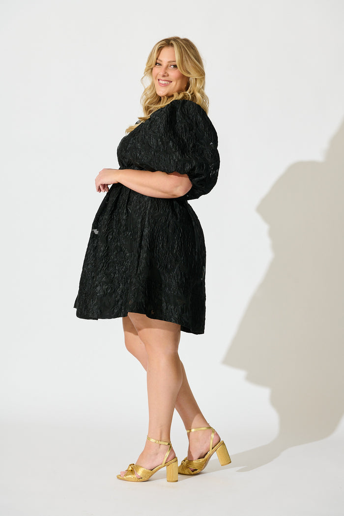 Paris Dreamer Dress in Black Floral Organza Jacquard side