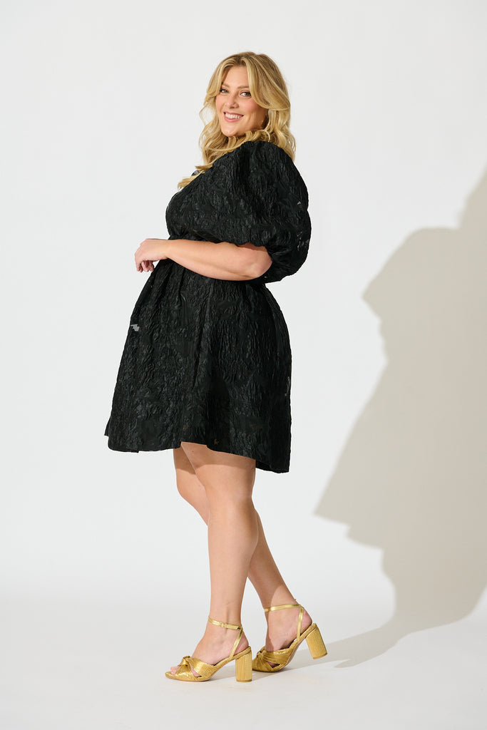 Paris Dreamer Dress in Black Floral Organza Jacquard side