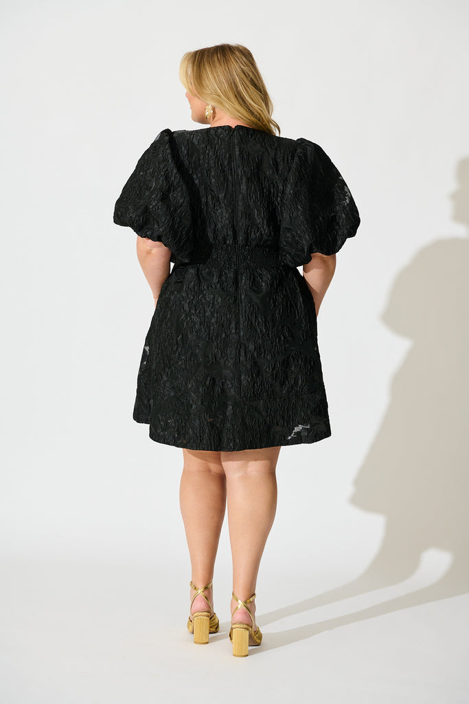 Paris Dreamer Dress in Black Floral Organza Jacquard back
