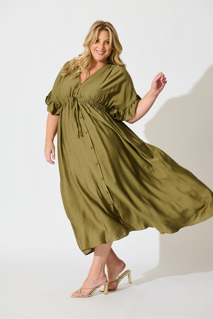 Rue Maxi Dress In Khaki side
