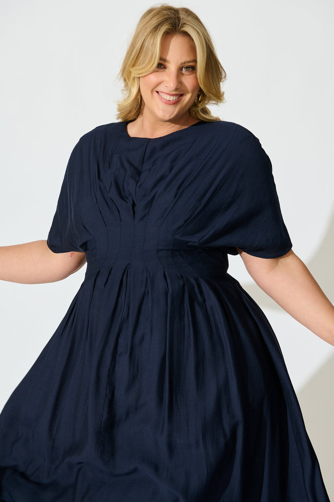 Elegance Echo Maxi Dress in Navy front