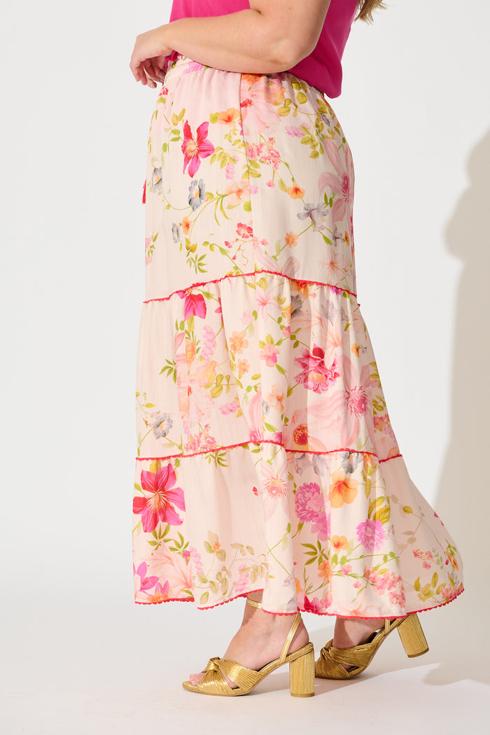 Aino Maxi Skirt in Light Blush Floral side