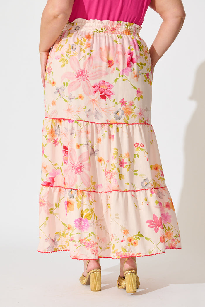 Aino Maxi Skirt in Light Blush Floral back