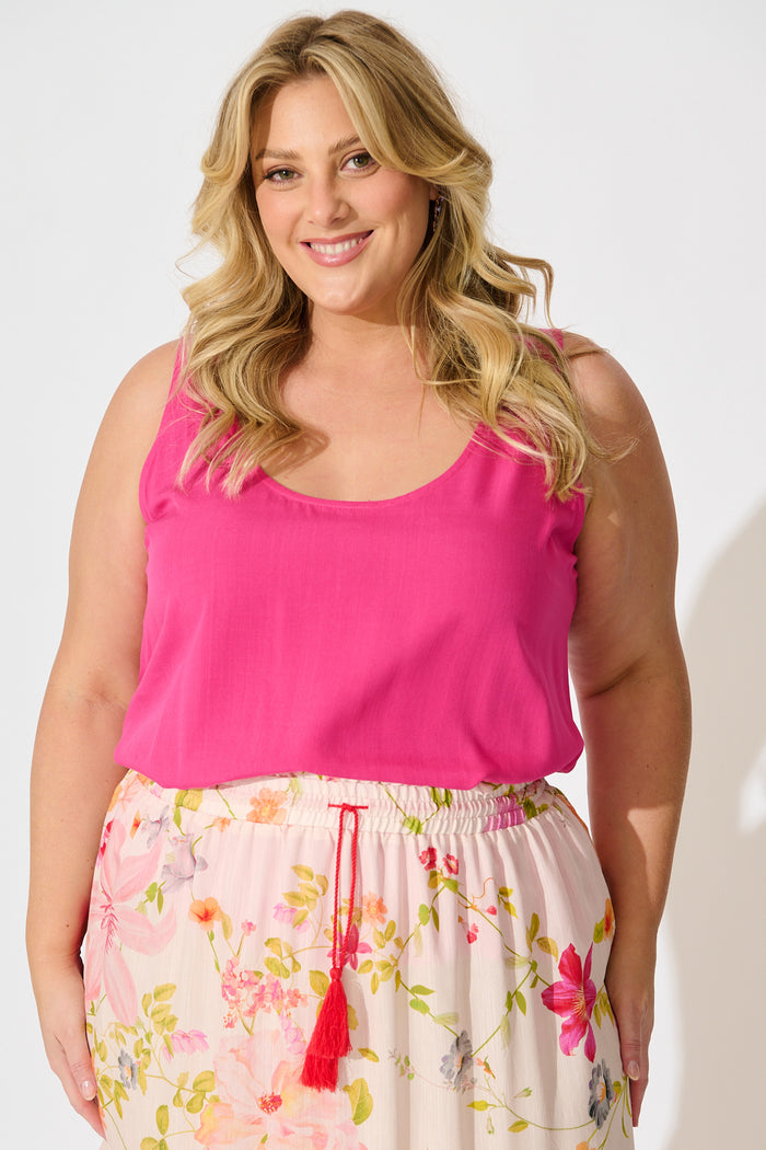 Genova Top in Hot Pink front