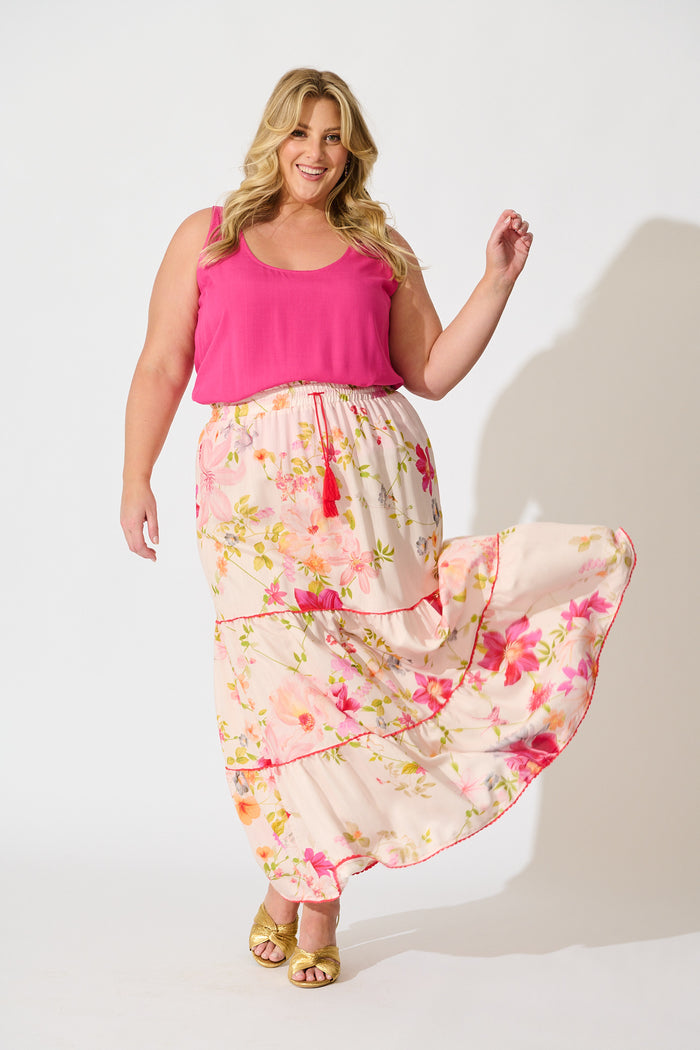 Genova Top in Hot Pink full length