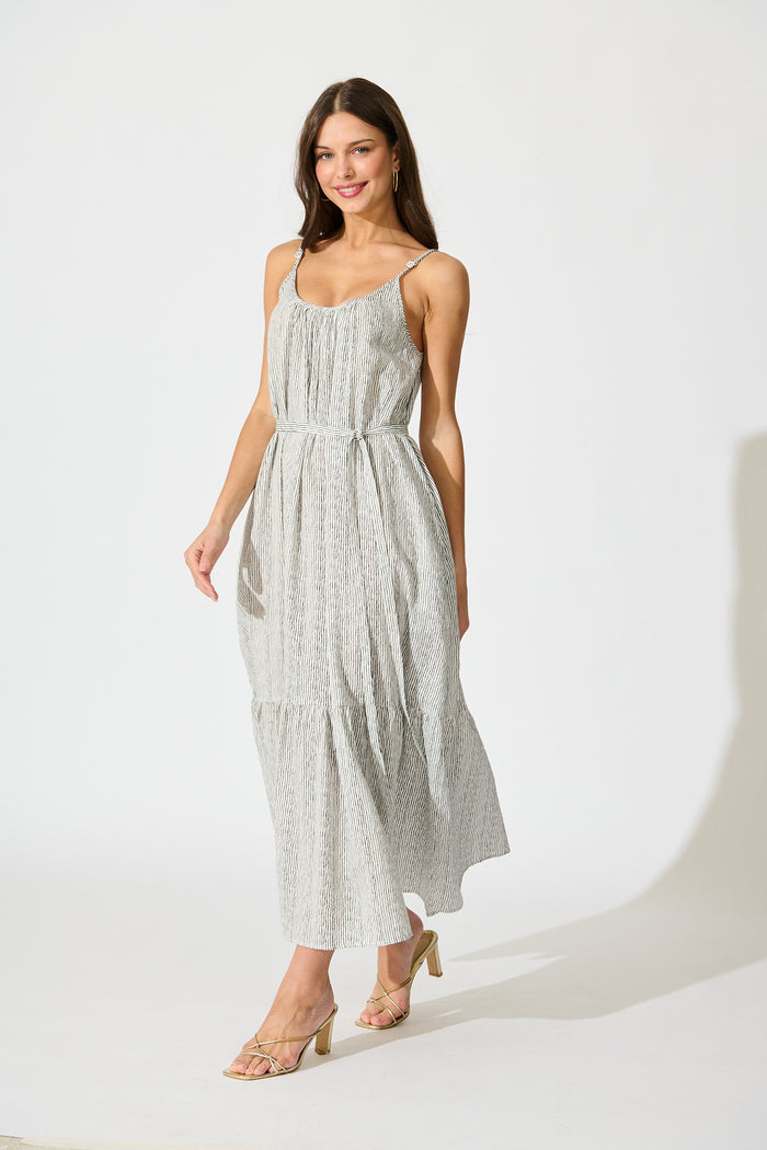 Anisa Maxi Sundress in Black Stripe Cotton side