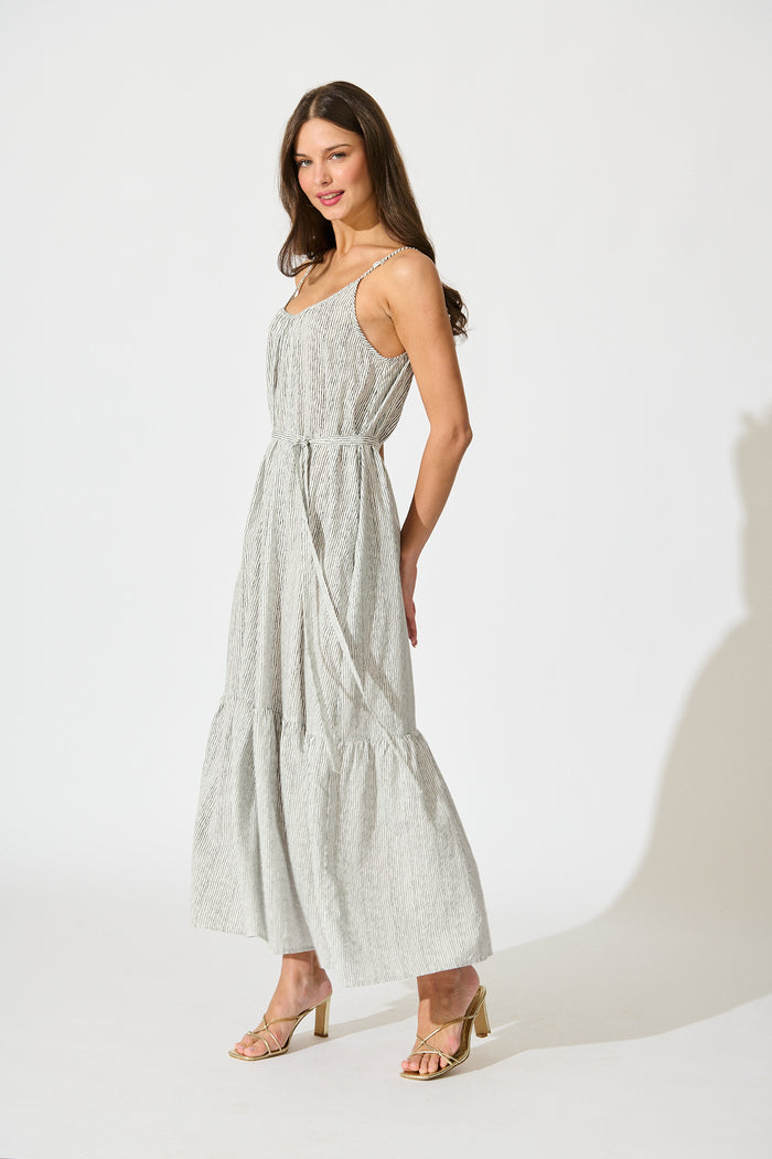 Anisa Maxi Sundress in Black Stripe Cotton side