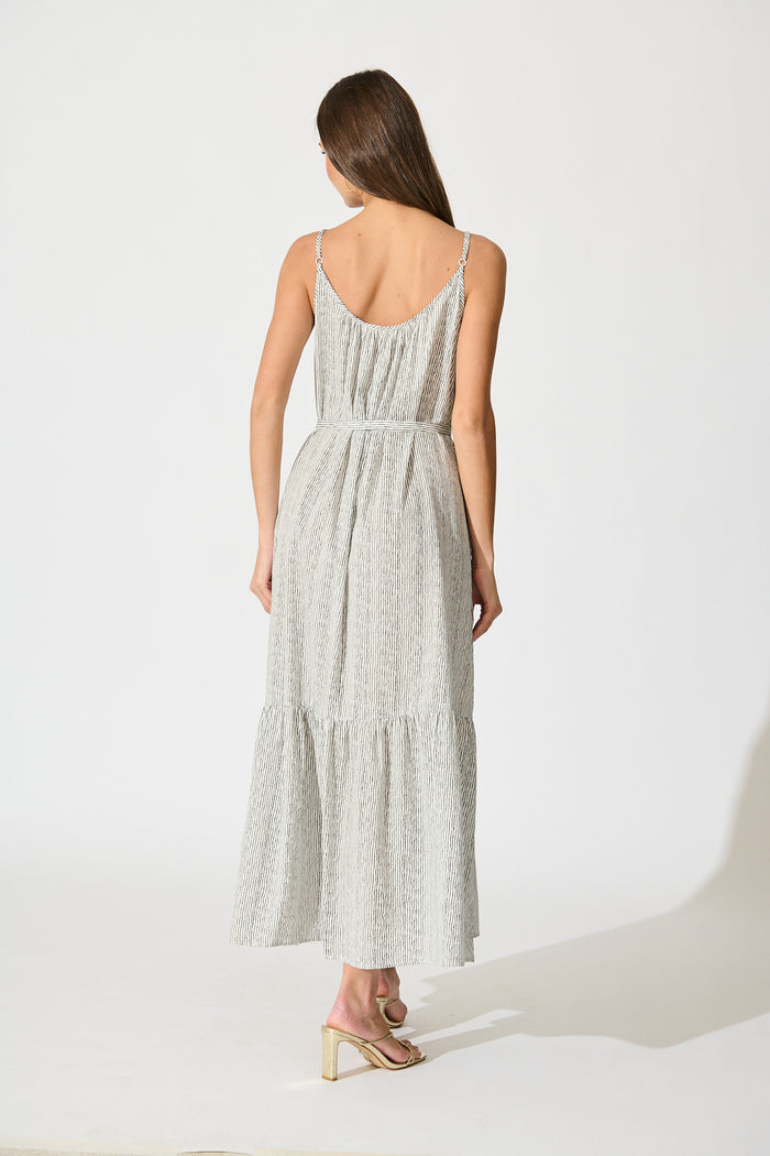 Anisa Maxi Sundress in Black Stripe Cotton back
