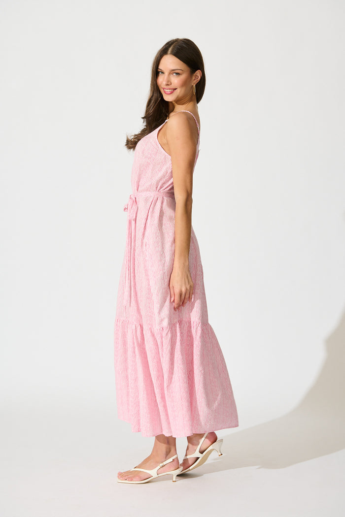 Anisa Maxi Sundress in Pink Stripe Cotton side