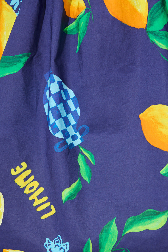 Lemon Zest Top in Navy with Lemon Print Cotton fabric