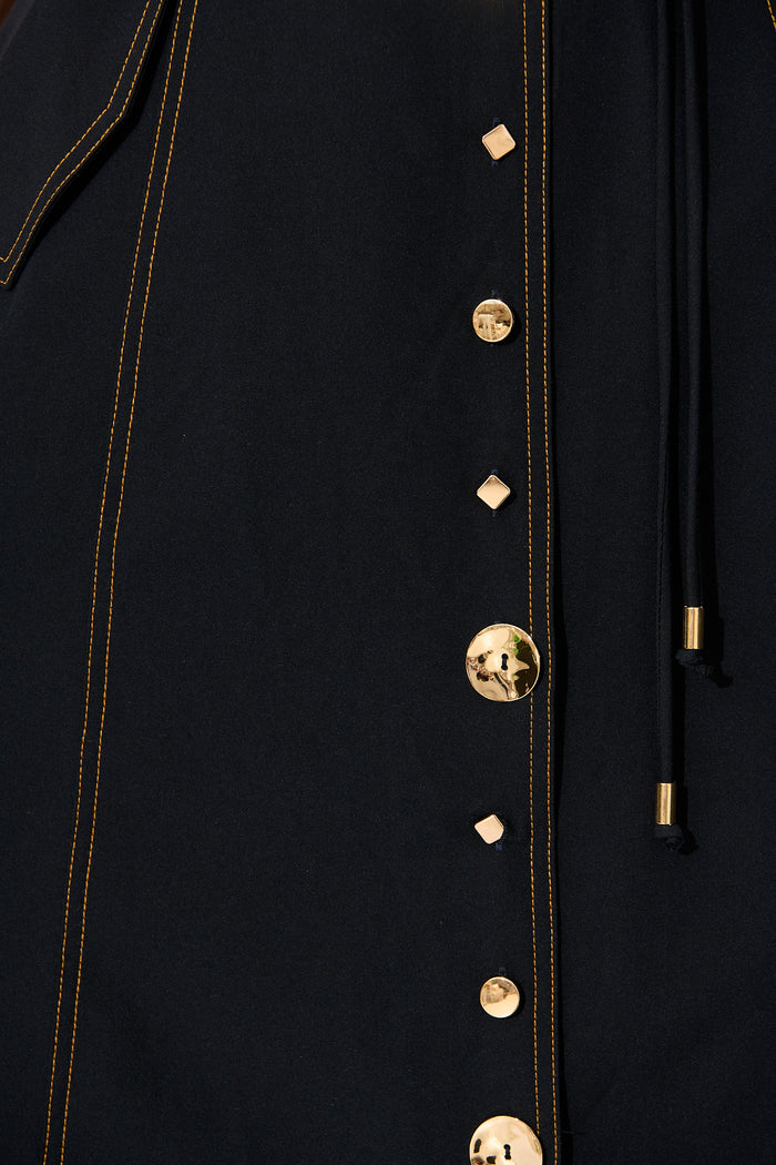 Off Duty Midi Shirt Dress in Navy fabric