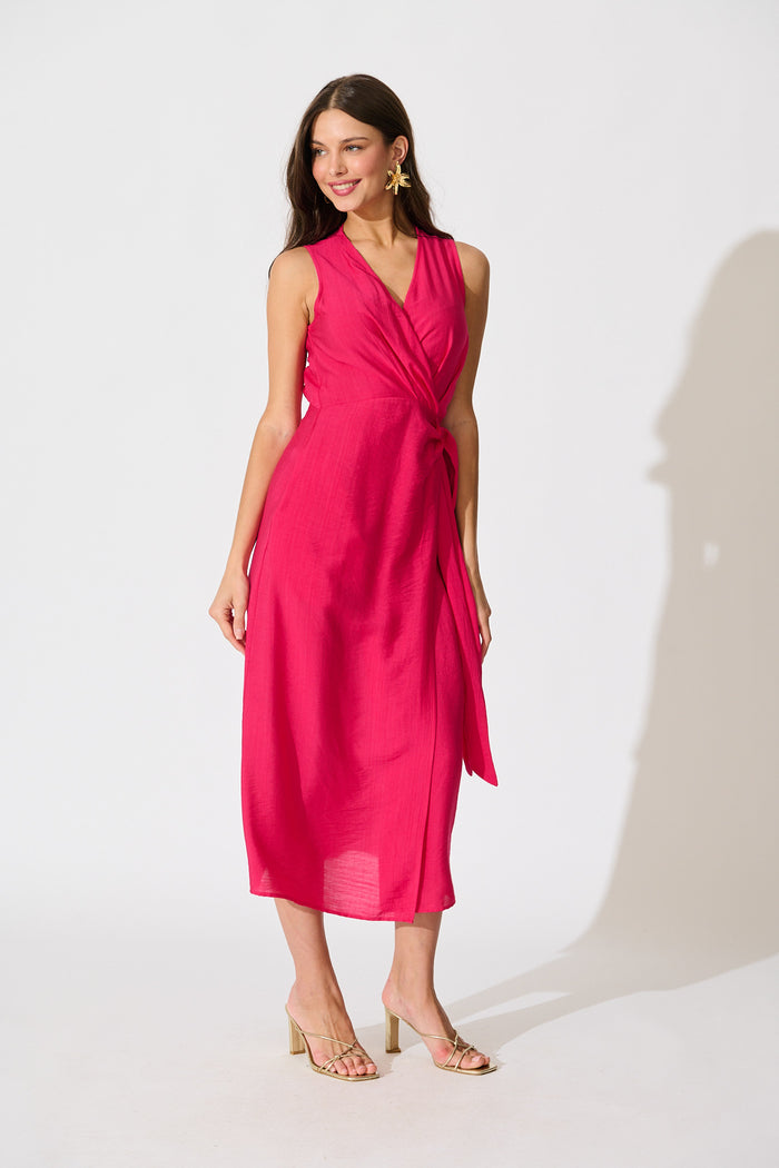 Luz Maxi Wrap Dress in Pink full length