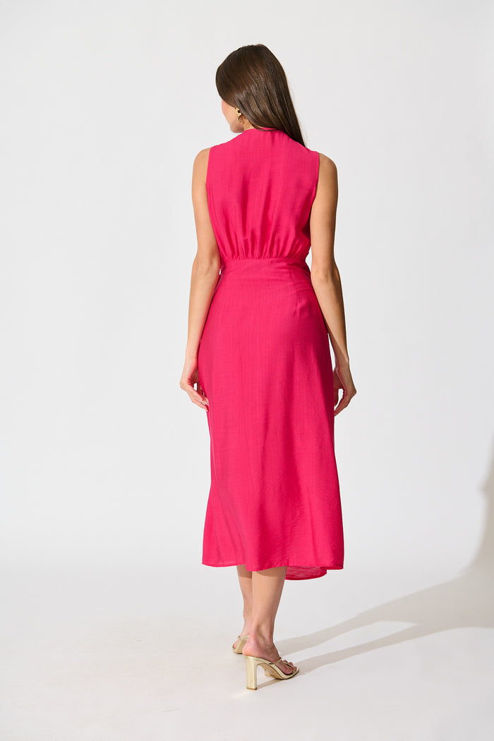 Luz Maxi Wrap Dress in Pink back