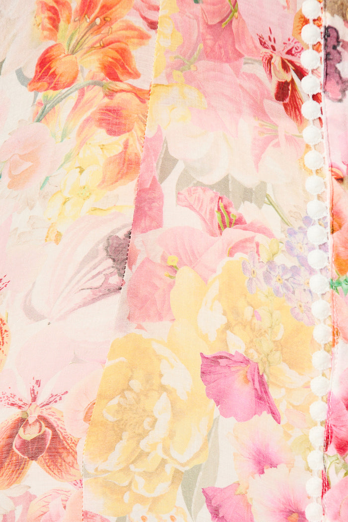 Soft Bloom Top in White with Multi Blush Floral fabric