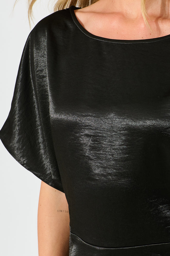 Satin Serenade Top in Black detail