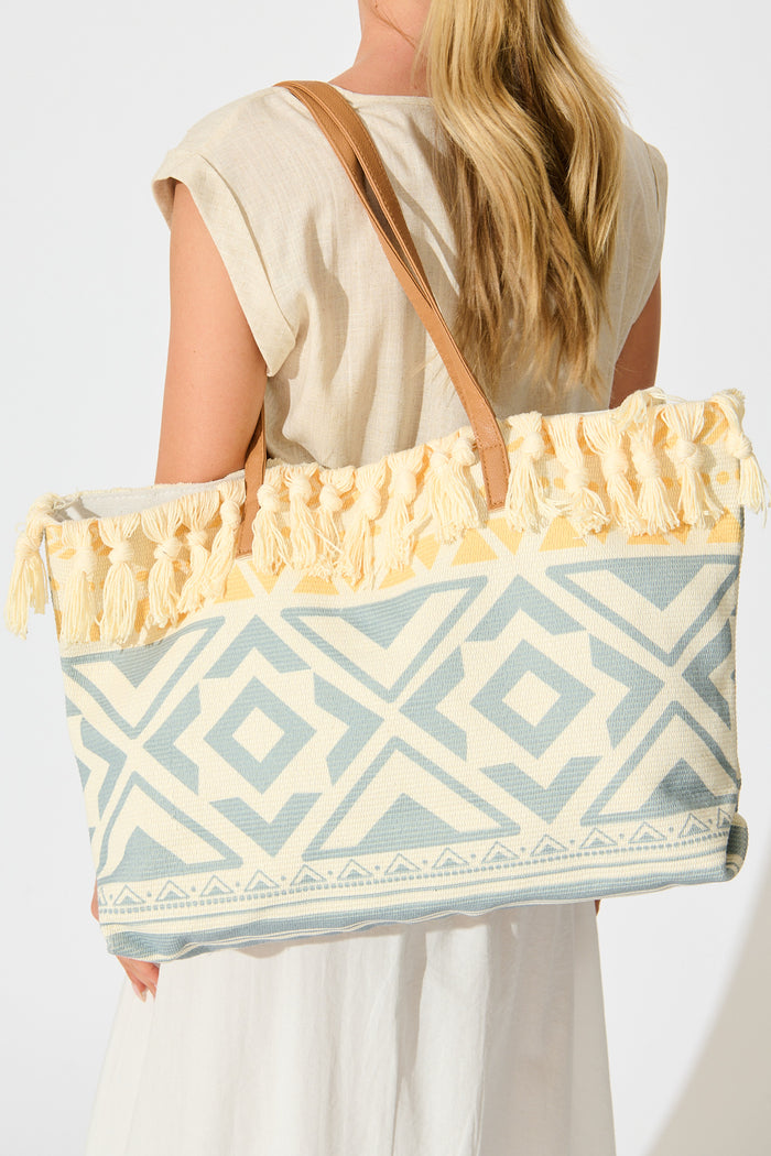 Tropicana Tote Bag in Multi Print on model side