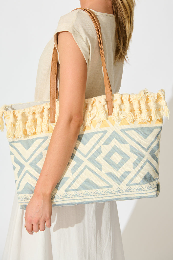 Tropicana Tote Bag in Multi Print on model side