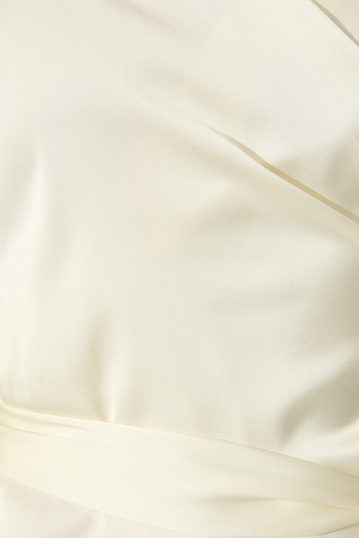 Satin Luxe Wrap Top in Ivory fabric